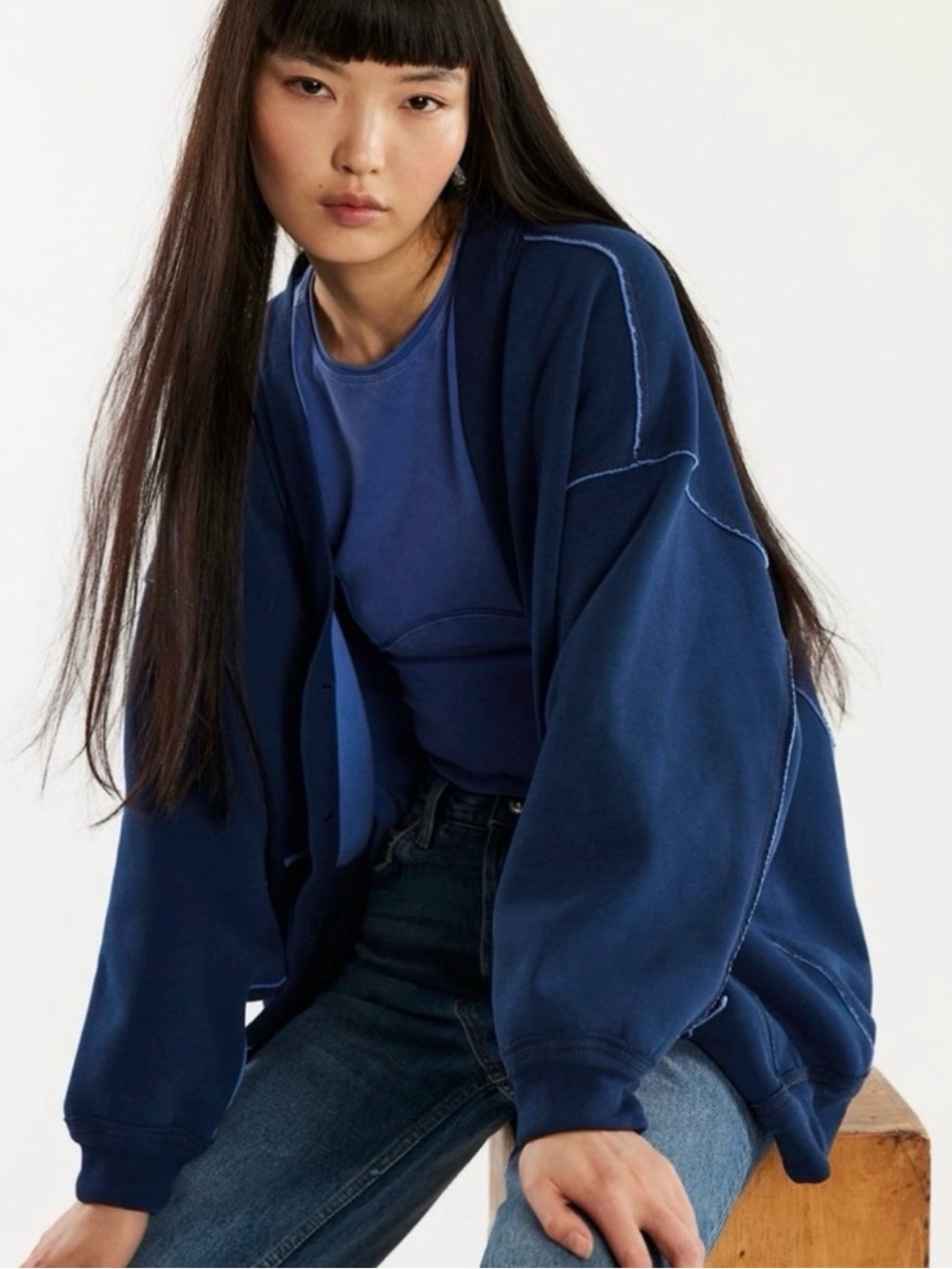 Free People Navy Blue Oversized Grandpa Cardigan (Fits small-large) NWT